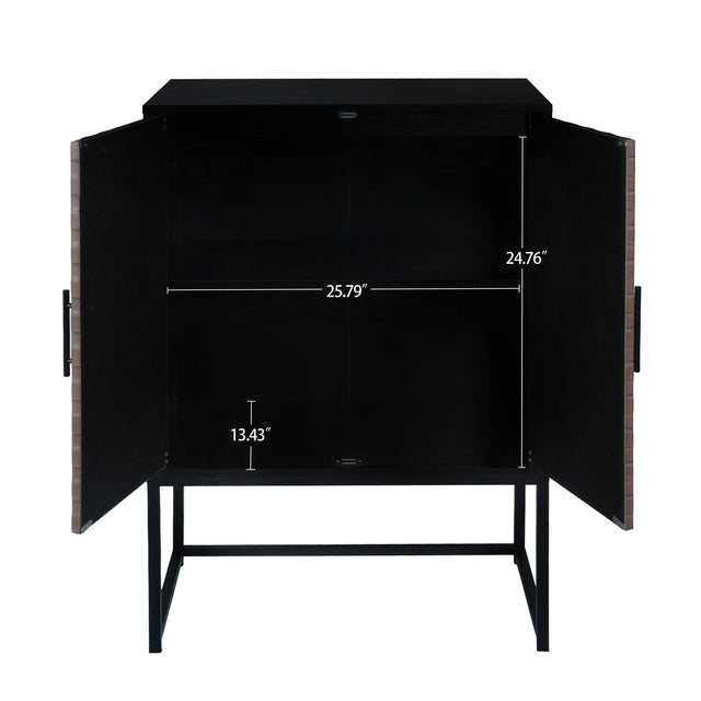 2 door cabinet,Runway-shaped leatherette finish,Embossed texture