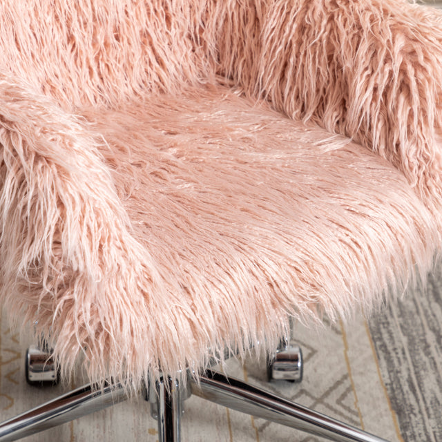 HengMing Modern Faux fur home office chair, fluffy chair for girls, makeup vanity Chair