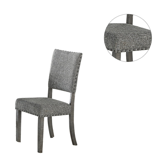 Set of 2 Upholstered Fabric Dining Chairs, Grey