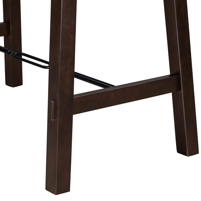 TREXM Counter Height Dining Table Solid Wood & Metal Dining Table for Small Space (Espresso)
