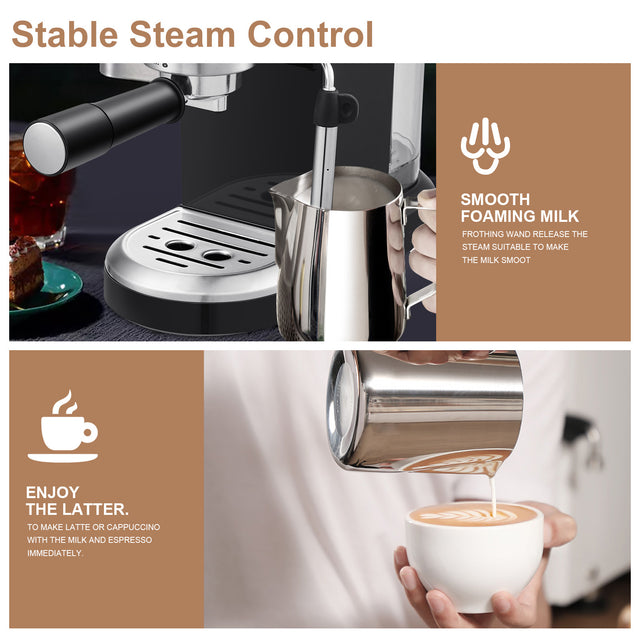 20 Bar Espresso Machine , 1350W High Performance, 1.4 Ldetachable transparent water tank, Thermo block beating system,With safety valve(Banned from selling on Amazon)