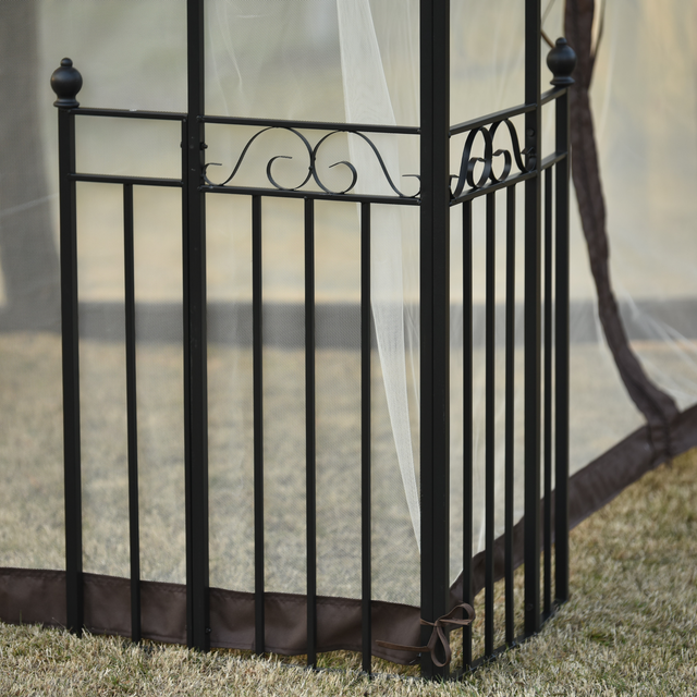 U_STYLE 13 Ft. W x 9.7 Ft. D Iron Patio Outdoor Gazebo, Double Roof Soft Canopy Garden Backyard Gazebo with Mosquito Netting Suitable for Lawn, Garden, Backyard and Deck