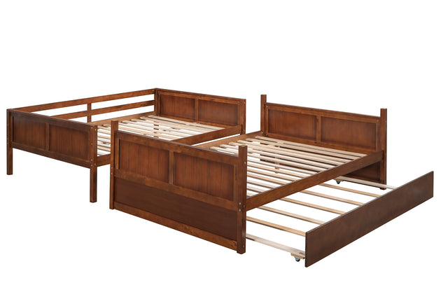 Full Over Full Bunk Bed with Twin Size Trundle, Walnut ( old sku: LP000250AAL)