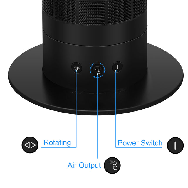 HealSmart 27 inch Bladeless Tower Fan, Adjustable Speeds Settings Floor Fan, 90° Swivel, 30-90 min Timing Closure Bladeless Fan, Stylish and Modern fan, Low Noise, Black