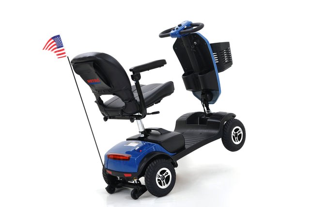 W429S00033 PATRIOT BLUE Outdoor compact mobility scooter with windshield