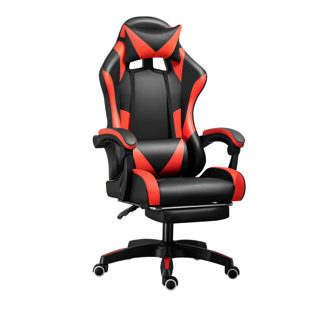 PU gaming chair, swivel recliner with adjustable backrest and seat height, high back gaming chair with footrest, office chair with 360° swivel, suitable for office or gaming