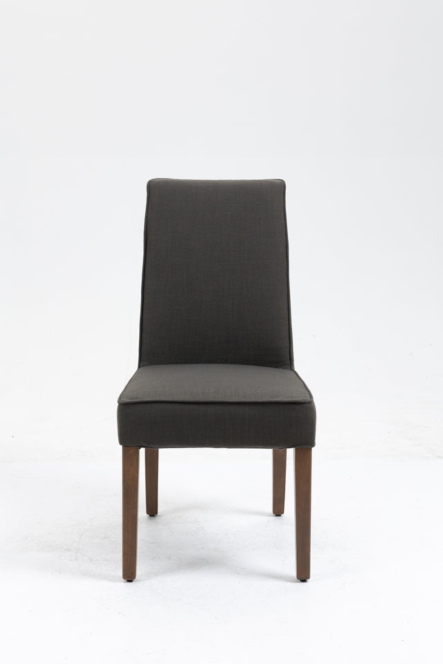 Cover Removable Interchangeable and Washable Gray Linen Upholstered Parsons Chair with Solid Wood Legs 2 PCS