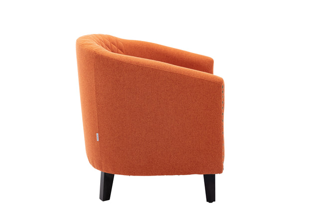 COOLMORE accent Barrel chair living room chair with nailheads and solid wood legs Orange linen