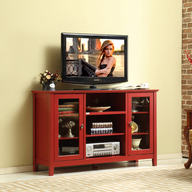 52"Wood TV Stand Console Red