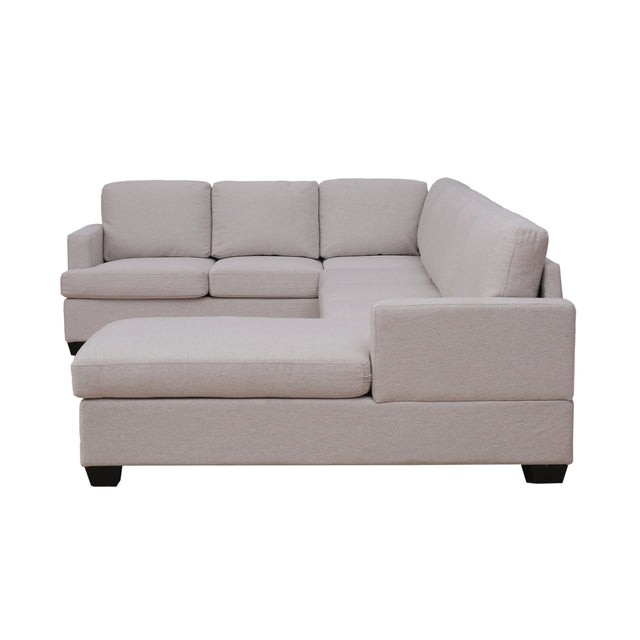 Ustyle Modern Large Upholstered  U-Shape Sectional Sofa, Extra Wide Chaise Lounge Couch,  Beige
