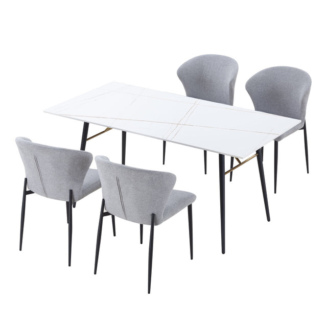 63'' Dining Table Small Space Kitchen Table Porcelain Desk Top White