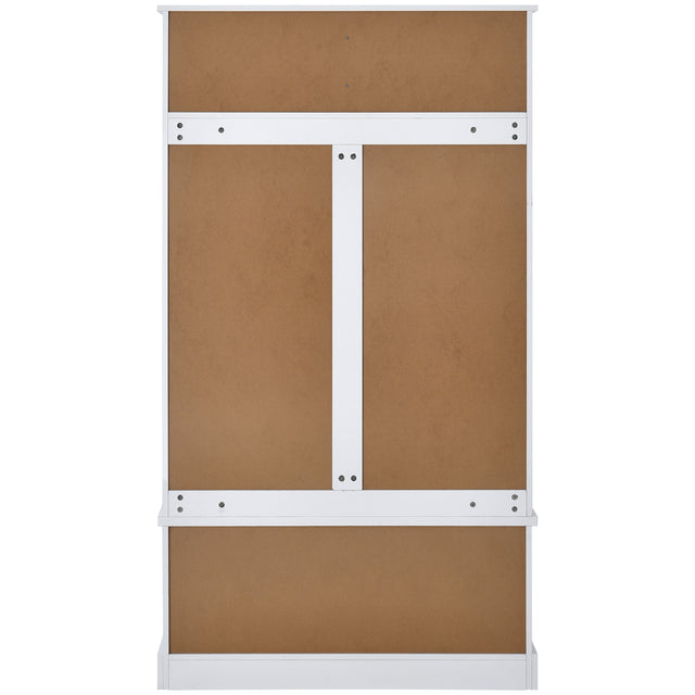 ON-TREND Hall Tree with 4 Hooks, Coat Hanger, Entryway Bench, Storage Bench, 3-in-1 Design, for Livingroom, Hallway (white)