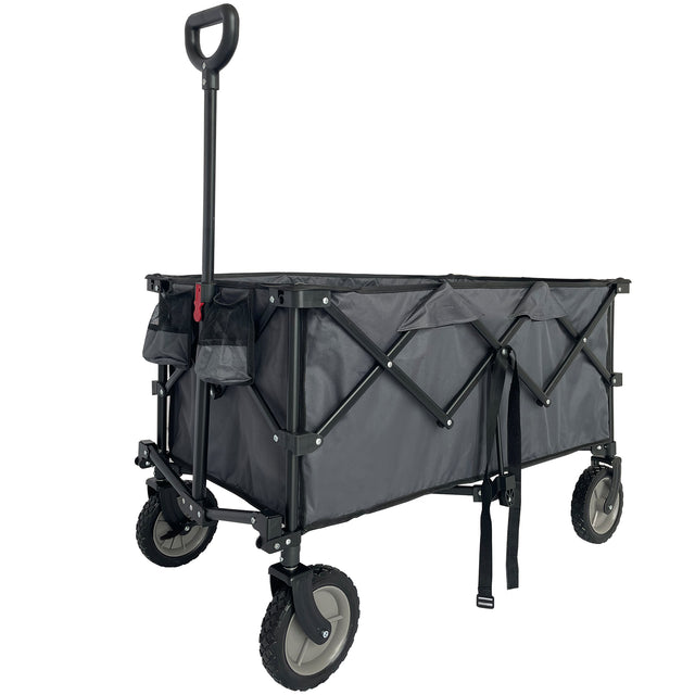 Collapsible Folding Wagon, Push Pull Foldable Beach Wagon Cart