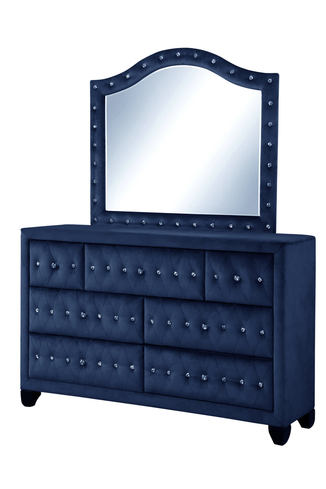 Sophia Full 4 Pc Bedroom Set In Color Blue Made With Wood