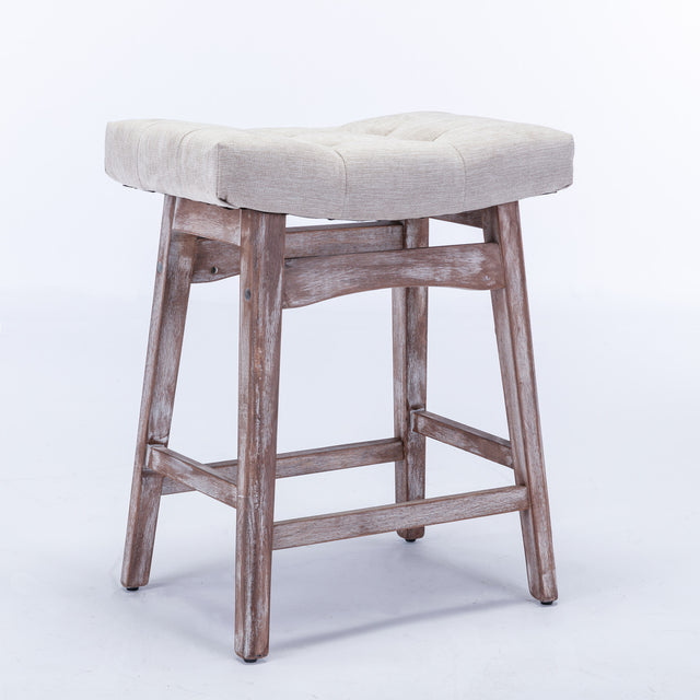 A&A Furniture,Counter Height 25" Stools for Kitchen Counter Backless Faux Leather Stools Farmhouse Island Chairs (25 Inch, Beige,Set of 2)