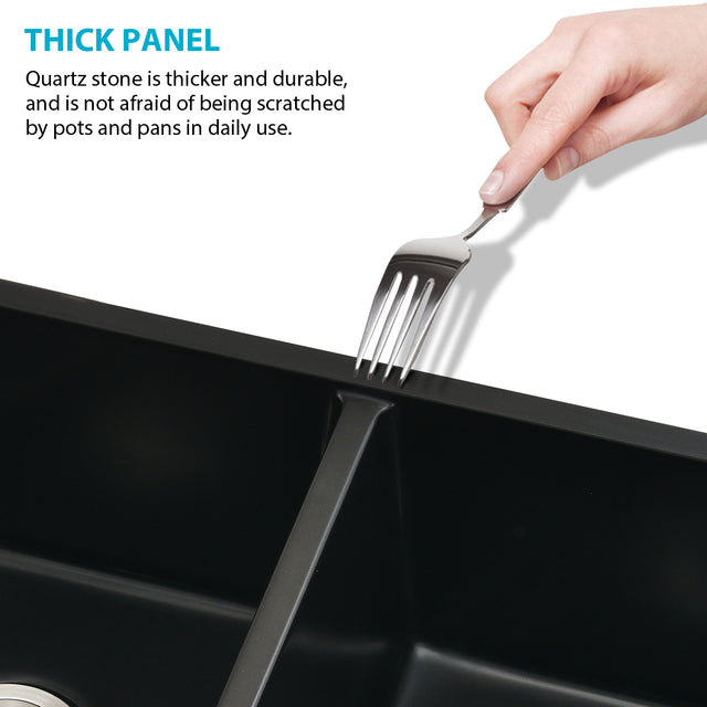 33" L X 18" W Double Bowl Undermount Kitchen Sink With Basket Strainer