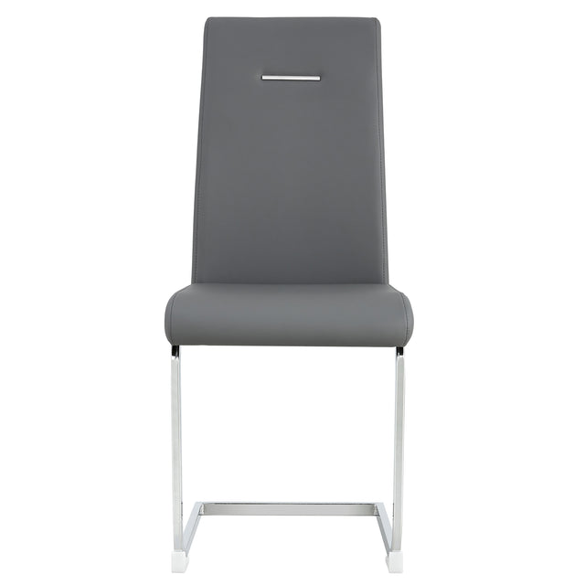 Modern Dining Chairs, PU Faux Leather High Back Upholstered Side Chair ,for Dining Room Kitchen Vanity Patio Club Guest Office Chair (Set of 2) (Grey+PU Leather)