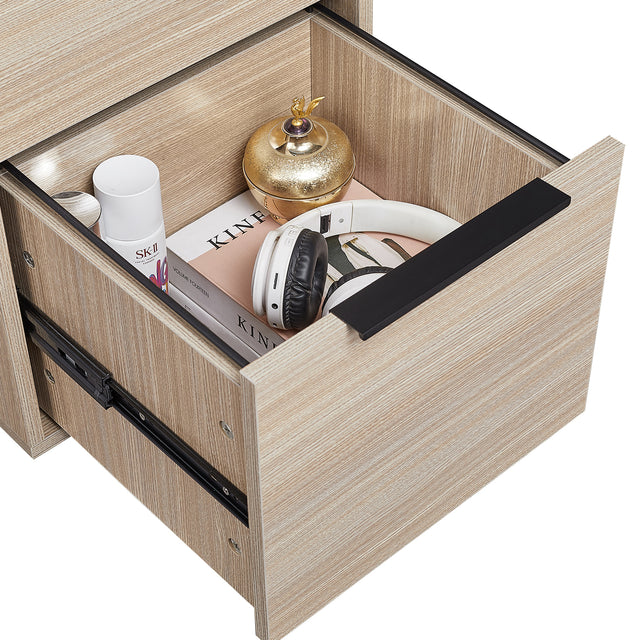 WOOD FILE CABINET WITH 2 DRAWERS VERTICAL FILLING CABINET FOR LETTER