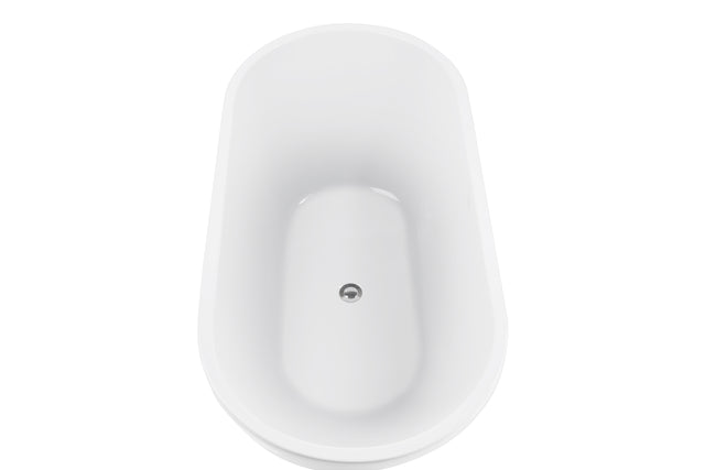 62" 100% Acrylic Freestanding Bathtub, Soaking Tub, White Bathtub