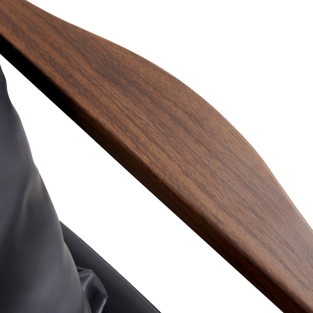 Sofa Chair Set of 2.Black PU Leather Accent Arm Chair Mid Century Modern Upholstered Armchair with Imitation solid wood color Metal Frame Padded Backrest and Seat Cushion Sofa Chairs for Living Room