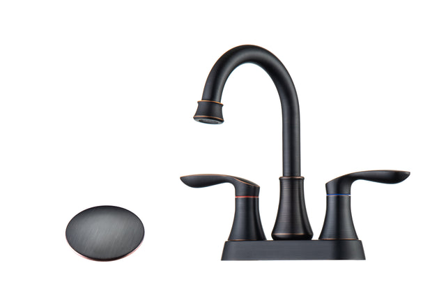 2-Handle Lavatory Faucet Brushed Nickel Bathroom Sink Faucet with Metal Pop-up Drain and Faucet Supply Lines