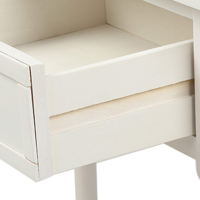 TREXM Daisy Series Console Table Traditional Design with Two Drawers and Bottom Shelf (Ivory White)