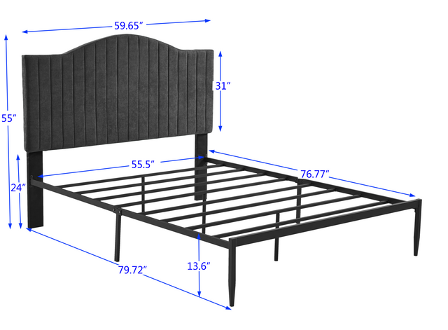 B111 Full bed Beautiful line stripe cushion headboard Strong iron frame with high temperature paint