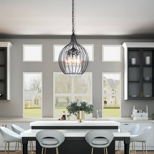 Modern American spherical crystal chandelier -3 bulbs -E12 lamp holder