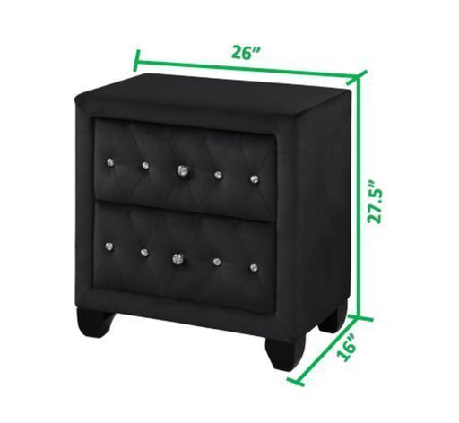 Sophia Full 6 Pc Vanity Upholstery Bedroom Set Made With Wood In Black