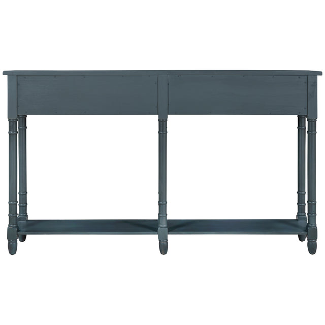 TREXM Console Table Sofa Table Easy Assembly with Two Storage Drawers and Bottom Shelf for Living Room, Entryway (Antique Navy)