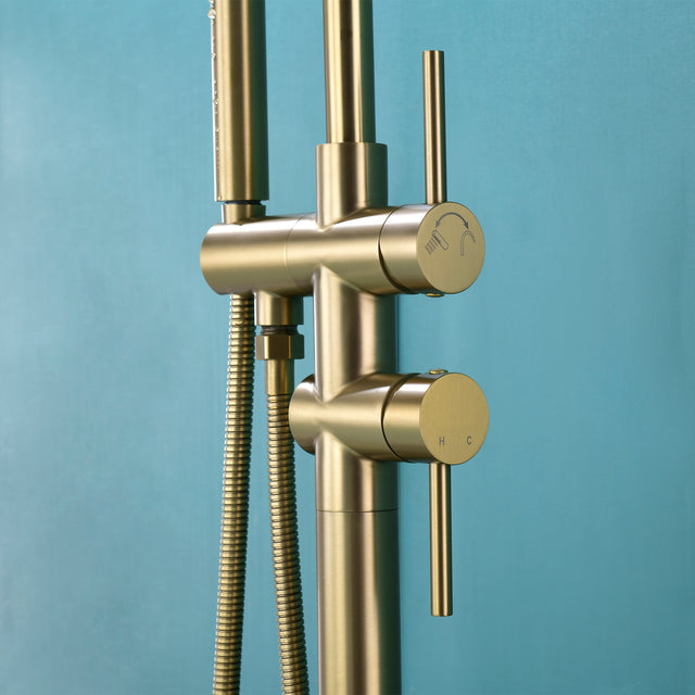 Double Handle Floor Mounted Clawfoot Tub Faucet