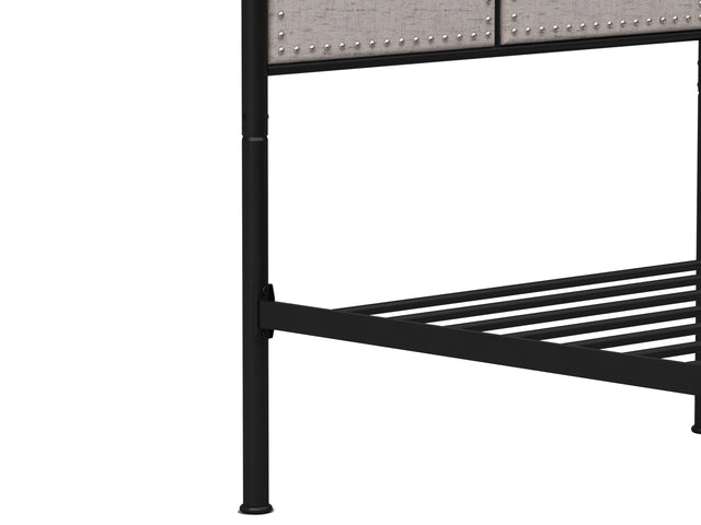 Twin Size Linen Upholstered Platform Metal Bed Frame with fabric Headboard and Footboard