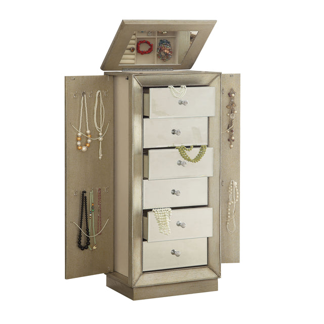 ACME Talor Jewelry Armoire in Antique Gold 97172
