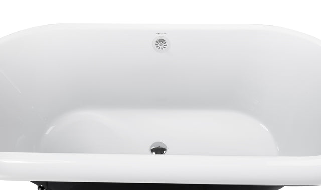 59" 100% Acrylic Freestanding Bathtub,Contemporary Soaking Tub,white inside black outside