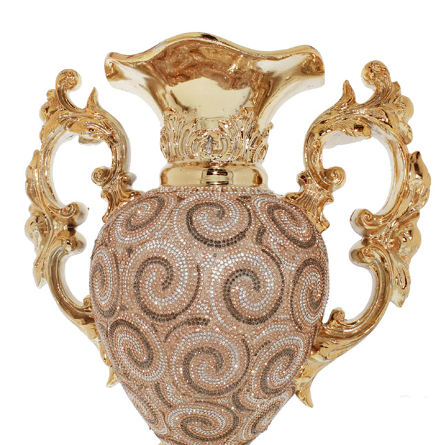 Ambrose Chrome Plated Crystal Embellished Ceramic Vase