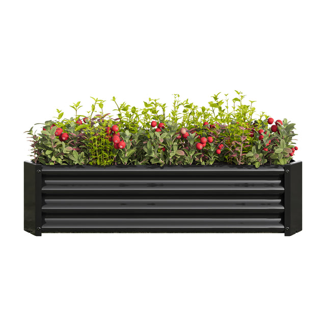 Metal Raised Garden Bed, Rectangle Raised Planter 4×2×1ft for Flowers Plants, Vegetables Herb Veezyo Black