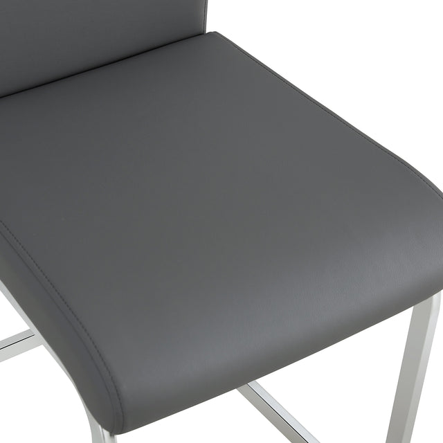 Modern Dining Chairs, PU Faux Leather High Back Upholstered Side Chair ,for Dining Room Kitchen Vanity Patio Club Guest Office Chair (Set of 2) (Grey+PU Leather)