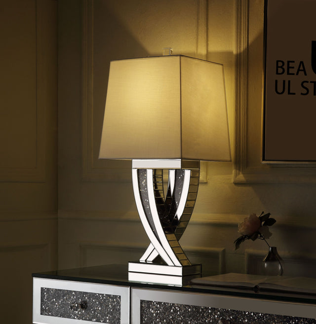ACME Noralie Table Lamp, Mirrored & Faux Diamonds 40241