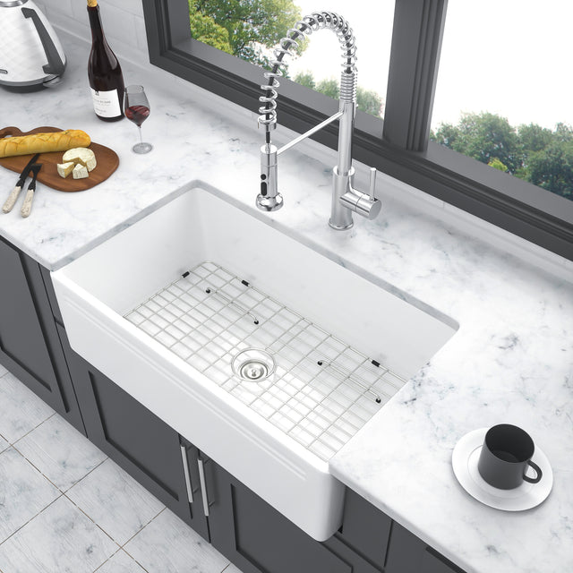 Inch White Farmhouse Sink Deep Apron Sink Undermount Farmhouse Kitchen Sink Single Farm Sink