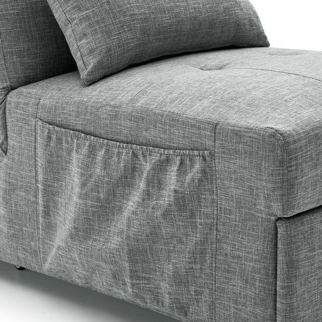 Folding Ottoman Sleeper Sofa Bed, 4 in 1 Function, Work as Ottoman, Chair ,Sofa Bed and Chaise Lounge for Small Space Living, Grey (44” x 26” x 33”H)
