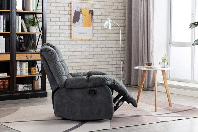 Recliner Chair Overstuffed, Manual Reclining Single Couch Wide Seat with Thickened Headrest and Back (Gray)