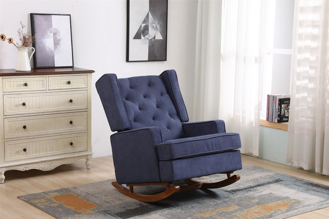 COOLMORE living room Comfortable rocking chair accent chair Navy fabric