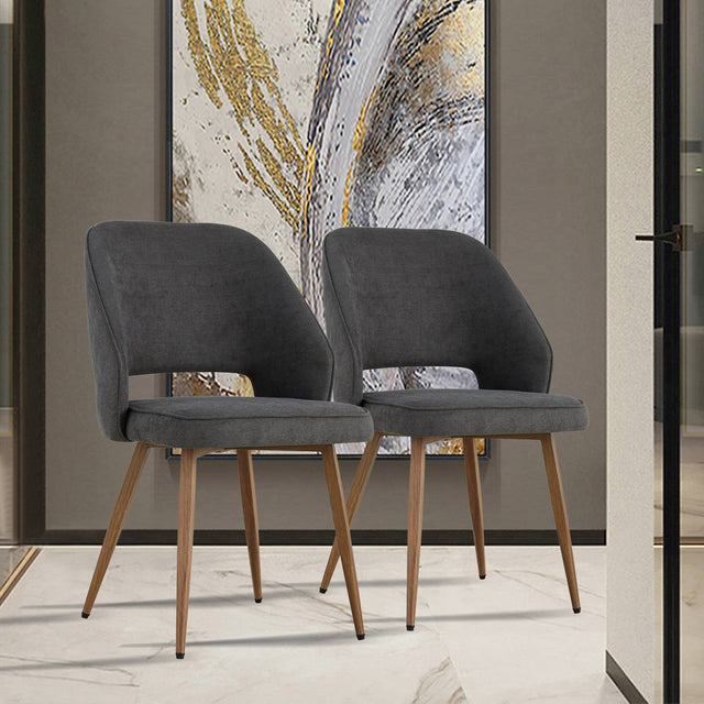 Modern Dining Chairs, Velvet Accent Chair, Living Room Leisure Chairs, Upholstered Side Chair with Metal Legs for Dining Room Kitchen Vanity Patio Club Guest (Set of 2) ( Dark Grey Office Chair)