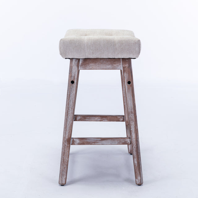 A&A Furniture,Counter Height 25" Stools for Kitchen Counter Backless Faux Leather Stools Farmhouse Island Chairs (25 Inch, Beige,Set of 2)