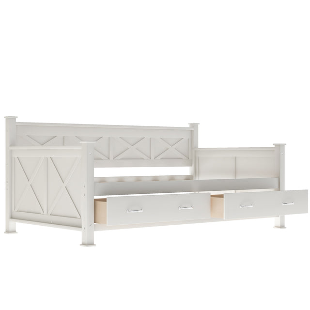 Twin Size Wooden Modern and Rustic Casual Style Daybed, Cream White(New)