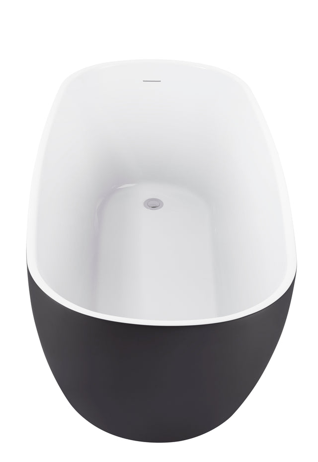 59" 100% Acrylic Freestanding Bathtub,Contemporary Soaking Tub,white inside and gray outside