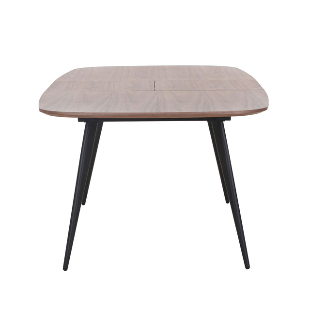 Expandable Wood Dining Table Kitchen Table Small Space Dining Table walnut desk top with Black metal foot