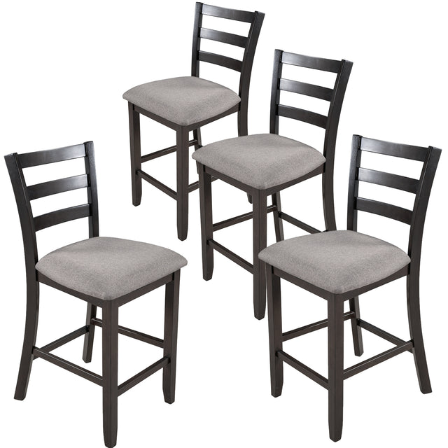TREXM Set of 4 Wooden Counter Height Dining Chair with Padded Chairs, Espresso