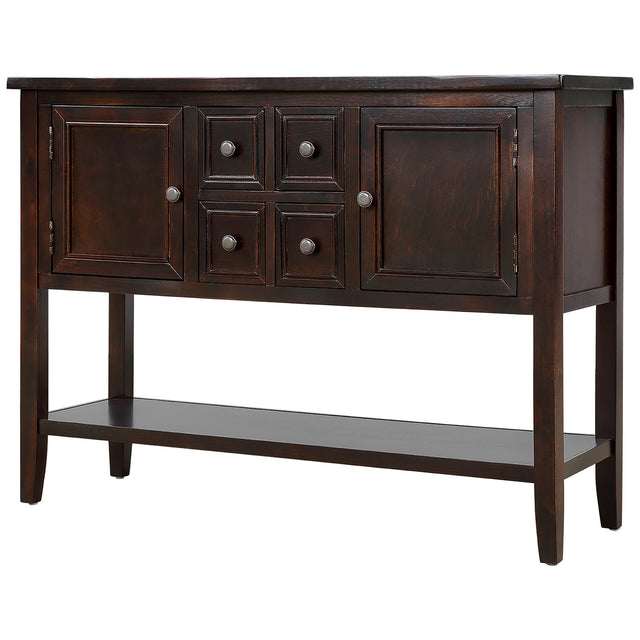 TREXM Cambridge Series Buffet Sideboard Console Table with Bottom Shelf (Espresso)