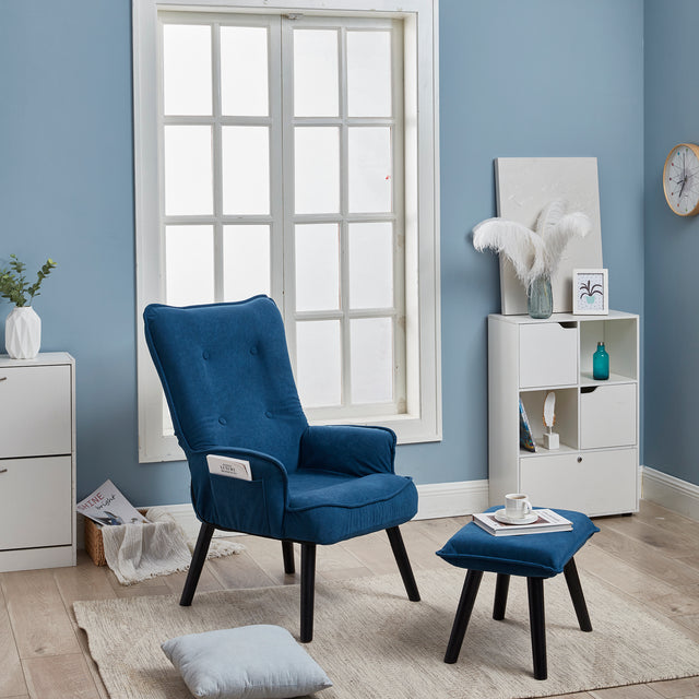 Accent chair TV Chair Living room Chair with ottoman,Modern Vanity Chair with Arms Upholstered Tall Back Desk Chair for Bedroom
